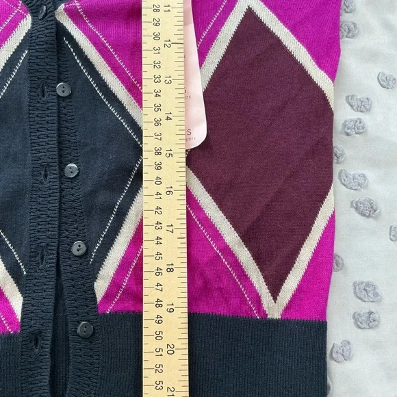 Banana Republic Women's Argyle Cardigan - Pink and Black - Picture 5 of 7